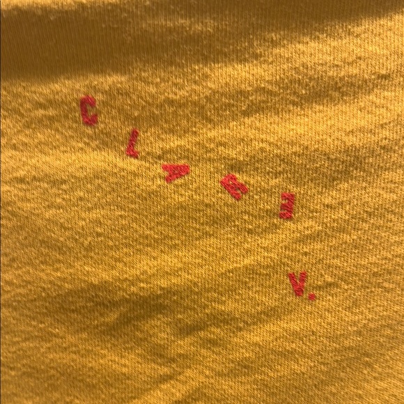 Clare V. Mustard Yellow Crew Neck Sweatshirt with Red Lips - Picture 7 of 9